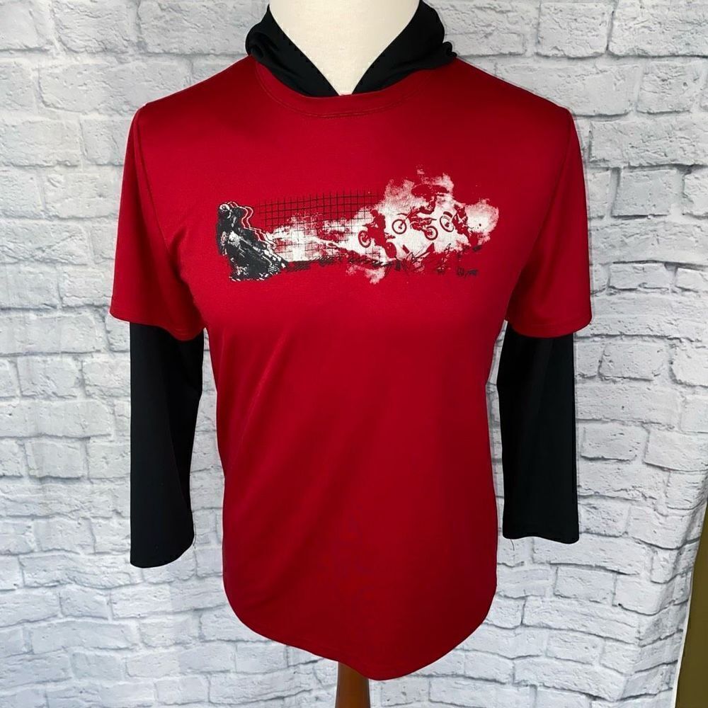 ZeroXposure boys dri fit hoodie red/black sz 18